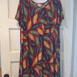 LuLaRoe - Carly Dress - Autumn Leaves/Feathers